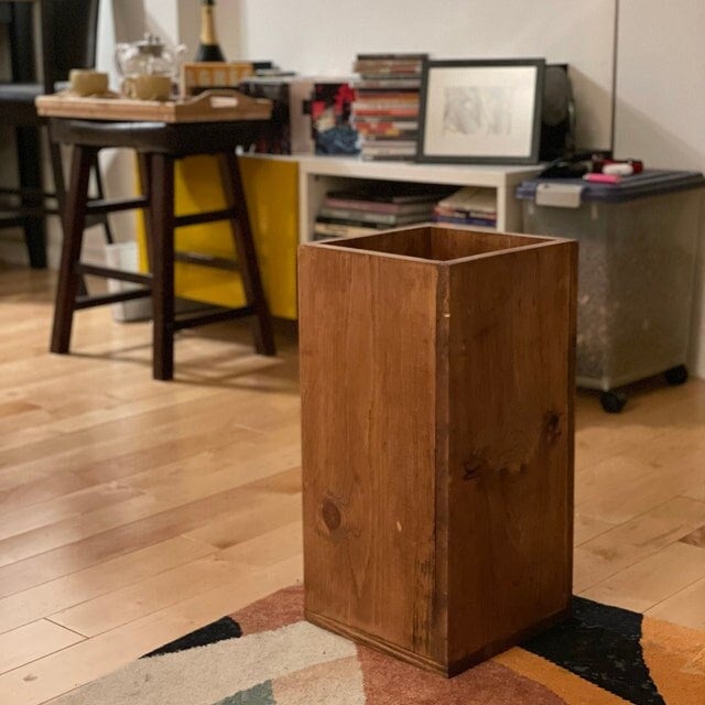 Customized Recycled Solid 3/4" Wood Waste-Bin by iirntree