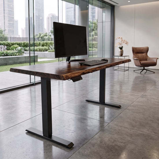 Customized Live Edge Adjustable Standing Desk by iirntree