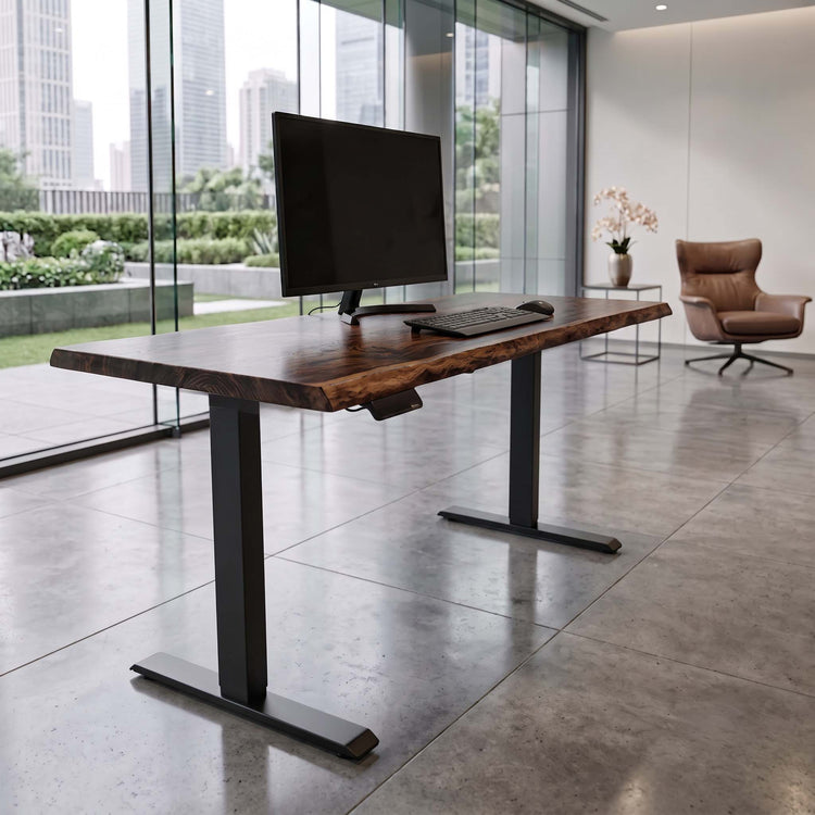 Customized Live Edge Adjustable Standing Desk by iirntree