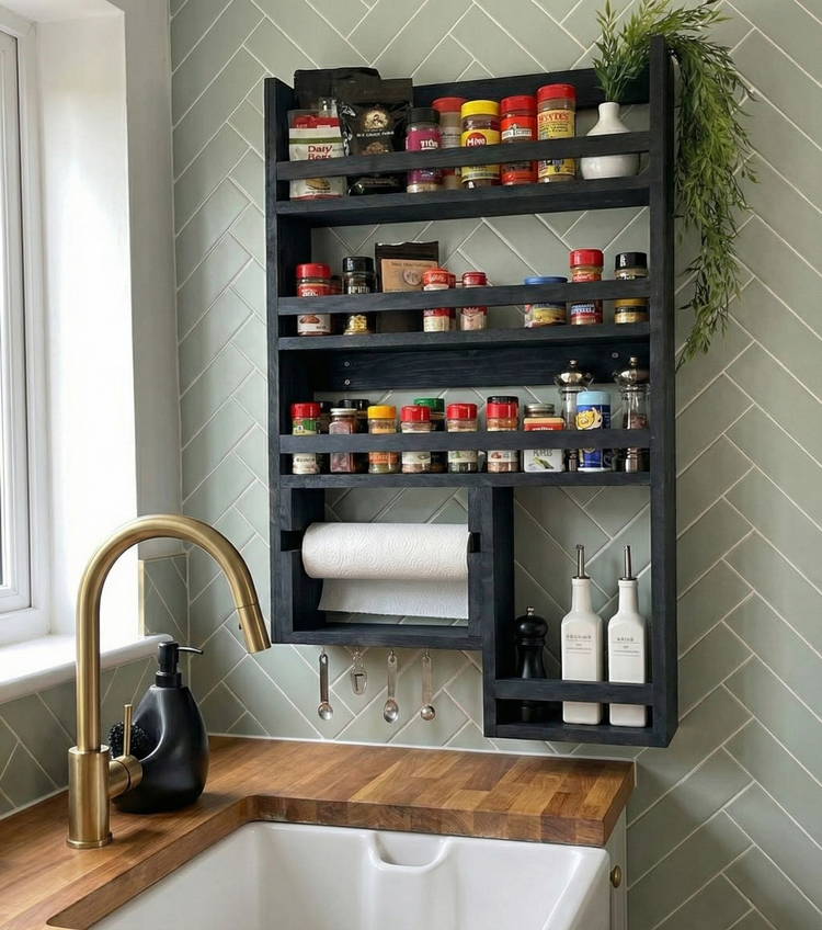 Customized Hanging Spice Rack Kitchen Organizer by iirntree