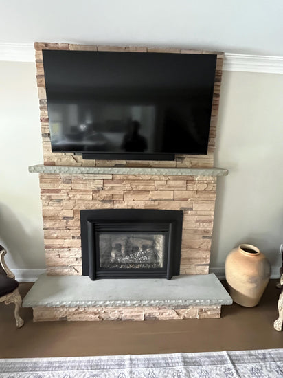 Customized Custom Wood Slipcover Mantel for Stone Fireplace by iirntree - 2