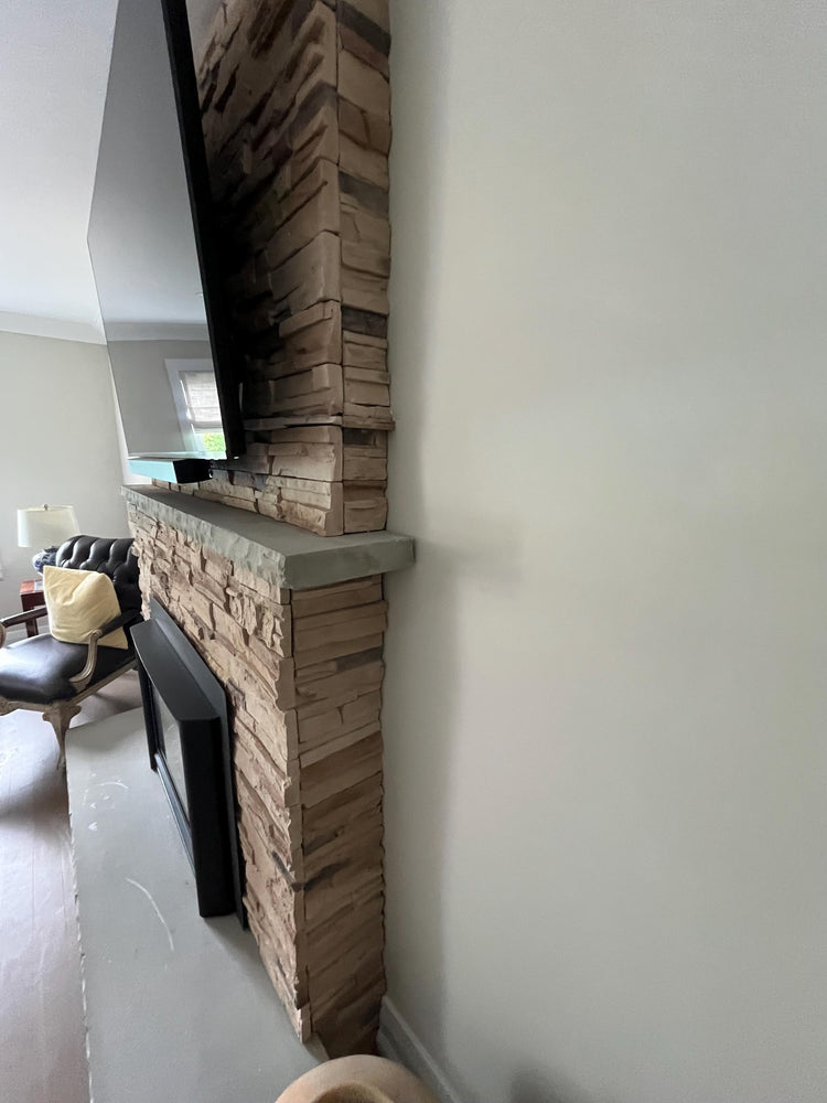 Customized Custom Wood Slipcover Mantel for Stone Fireplace by iirntree - 3