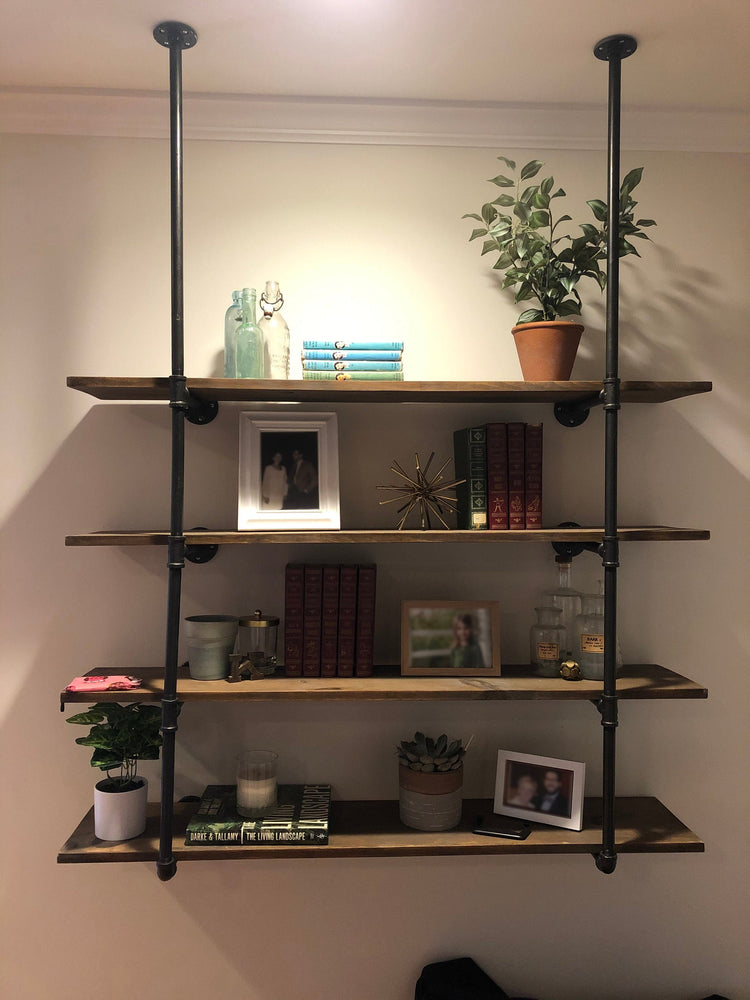 Open Pipe Shelving | Industrial Pipe Shelf | Pipe Shelf | Industrial Bookshelves | Storage Shelf | Wall Storage | Ceiling Wall Mounted Shelf - iirntree