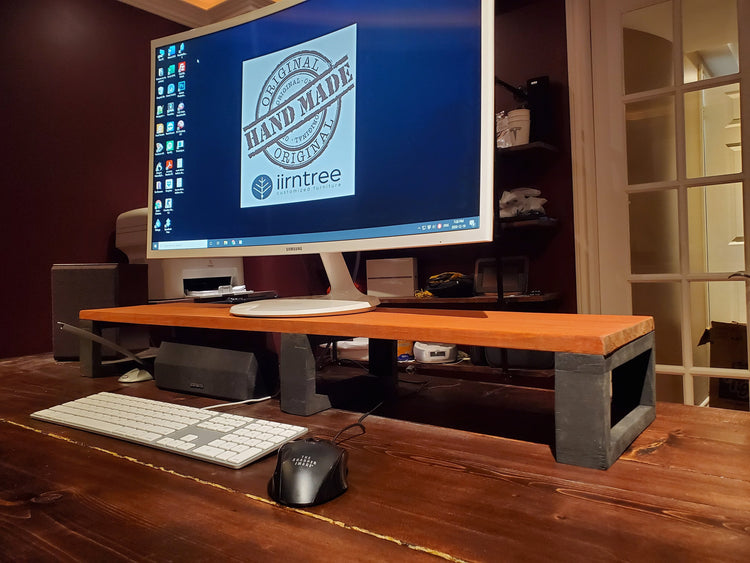 Monitor Stand | Computer Display Stand | Solid Wood Stand | Double Monitor Stand | iMac Stand | Wooden Riser Monitor TV Printer | Platform - iirntree