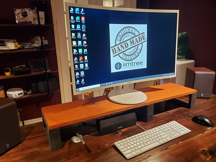 Monitor Stand | Computer Display Stand | Solid Wood Stand | Double Monitor Stand | iMac Stand | Wooden Riser Monitor TV Printer | Platform - iirntree