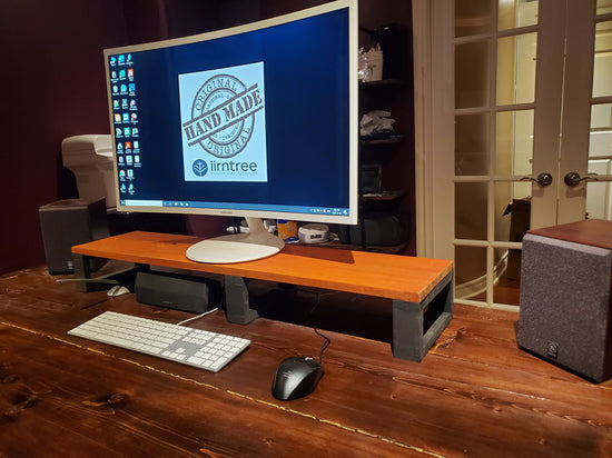 Monitor Stand | Computer Display Stand | Solid Wood Stand | Double Monitor Stand | iMac Stand | Wooden Riser Monitor TV Printer | Platform - iirntree