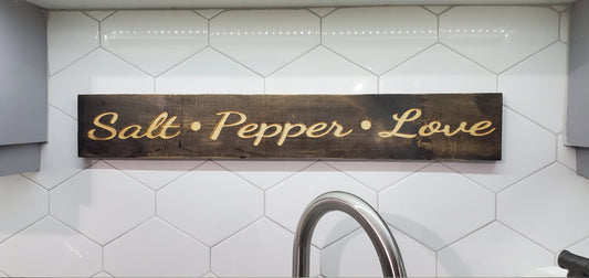 Salt, Pepper, Love Sign | Rustic Kitchen Signs | Sign for Kitchen | Sign Wall Decor | Backsplash Sign | Farmhouse Sign | Farmhouse Kitchen - iirntree