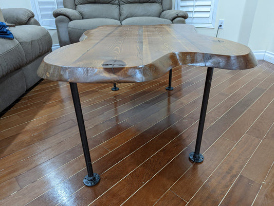 Live Edge Coffee Table | Wood Table | Modern Rustic Wood Table | Industrial Coffee Table | Tea Table | Ellipse Table | Amorphous Table - iirntree