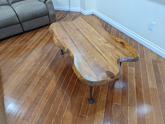 Live Edge Coffee Table | Wood Table | Modern Rustic Wood Table | Industrial Coffee Table | Tea Table | Ellipse Table | Amorphous Table - iirntree