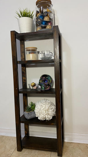 Wooden Shelving Unit | Shelving Tower | Bookcase | Freestanding Storage Shelves | Industrial Bookshelf 5 Tier | Rustic Storage Tower - iirntree