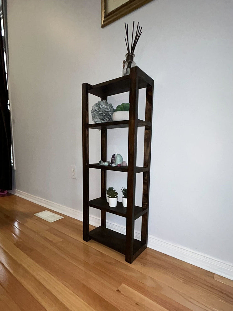 Wooden Shelving Unit | Shelving Tower | Bookcase | Freestanding Storage Shelves | Industrial Bookshelf 5 Tier | Rustic Storage Tower - iirntree