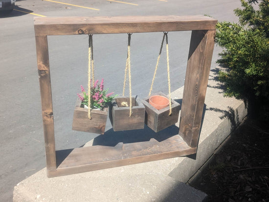 Hanging Basket Planter *FREE SHIPPING* - Hanging Planter | Outdoor Planter | Hanging Shelves | Wooden Planter - iirntree