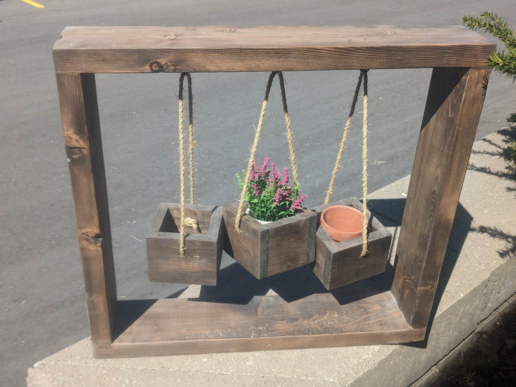 Hanging Basket Planter *FREE SHIPPING* - Hanging Planter | Outdoor Planter | Hanging Shelves | Wooden Planter - iirntree