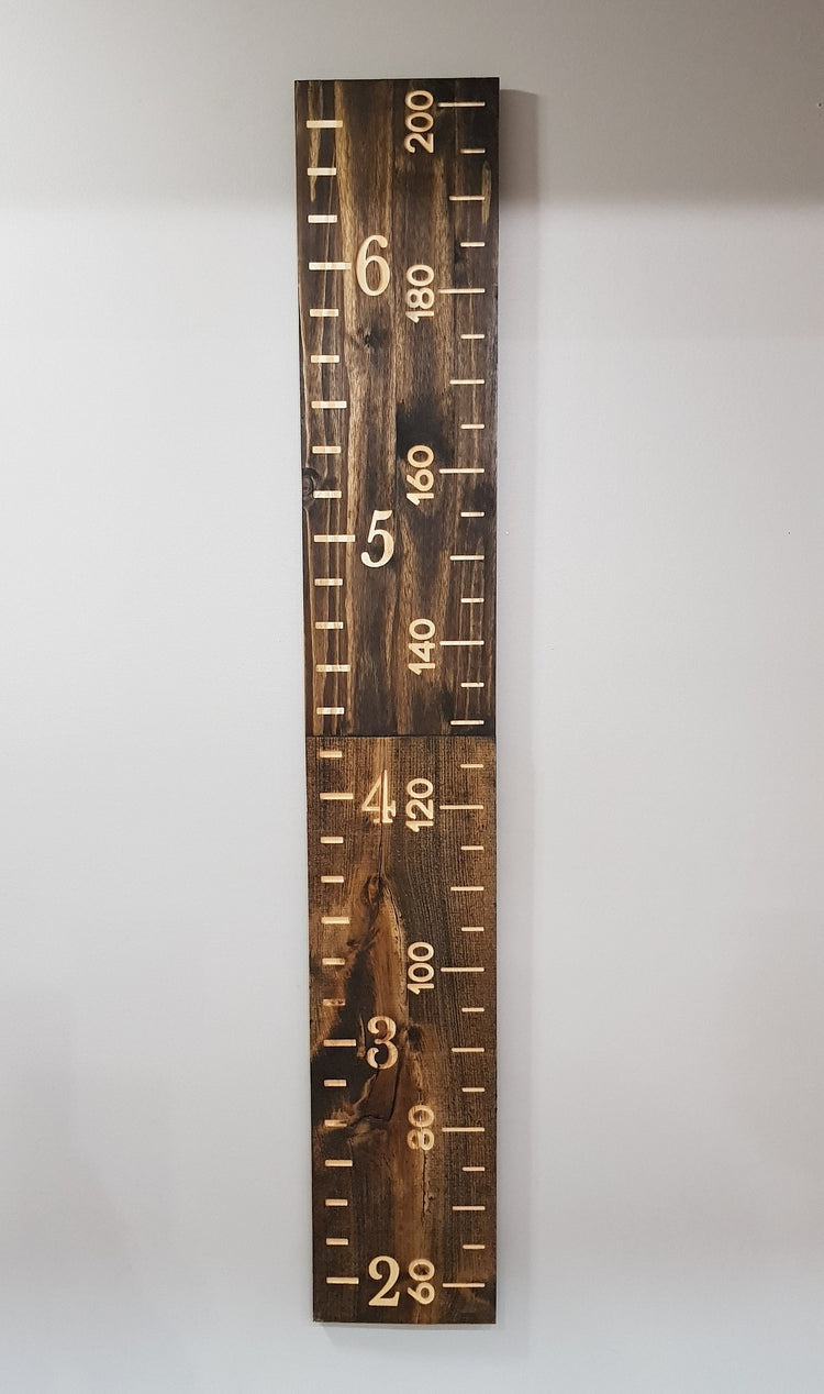 Hybrid Wide Growth Chart Ruler | Engraved Family Name Ruler | Wall Ruler | Rustic Ruler Measure 6 Ft - 2M Tall | Kids Height Ruler - iirntree