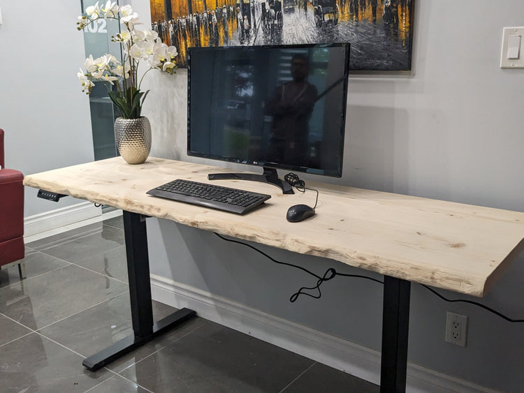 Live Edge Standing Desk | Adjustable Desk | Sit-Stand Desk | Ergonomic Desk | Height-Adjustable Desk | Electric Stand-Up Desk -FREE SHIPPING - iirntree