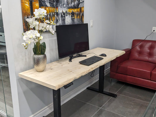 Live Edge Standing Desk | Adjustable Desk | Sit-Stand Desk | Ergonomic Desk | Height-Adjustable Desk | Electric Stand-Up Desk -FREE SHIPPING - iirntree