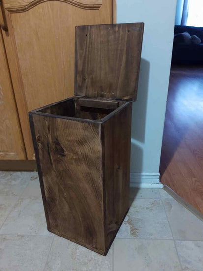 Handmade Recycled Solid 3/4" Wood Waste-Bin with a LID | Trash Bin | Trash Can | Wastebasket Dustbin | Garbage Box | Bucket | FREE SHIPPING! - iirntree