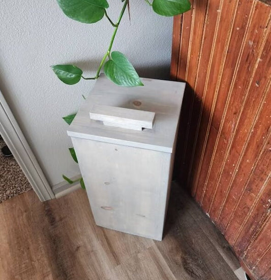 Handmade Recycled Solid 3/4" Wood Waste-Bin with a LID | Trash Bin | Trash Can | Wastebasket Dustbin | Garbage Box | Bucket | FREE SHIPPING! - iirntree