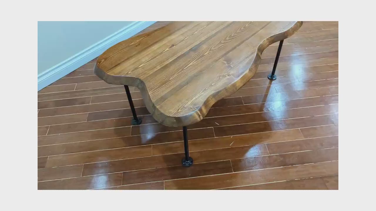 Live Edge Coffee Table | Wood Table | Modern Rustic Wood Table | Industrial Coffee Table | Tea Table | Ellipse Table | Amorphous Table